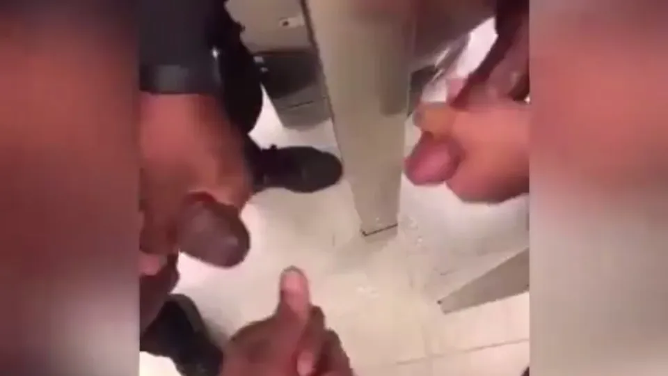 3 way circle jerk in toilet cubicle - ThisVid.com