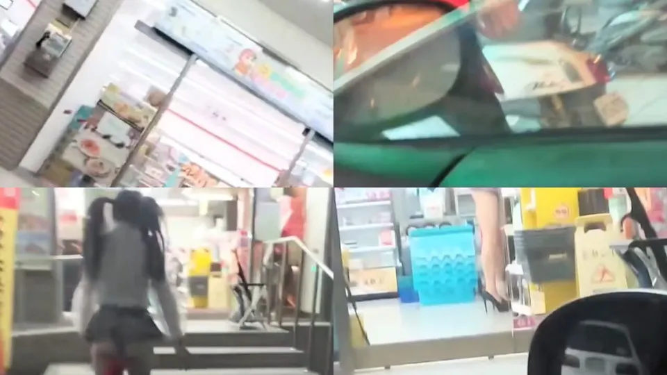 A bold married woman wears see-through sexy clothes when she goes to the supermarket and wears a light-up butt plug  