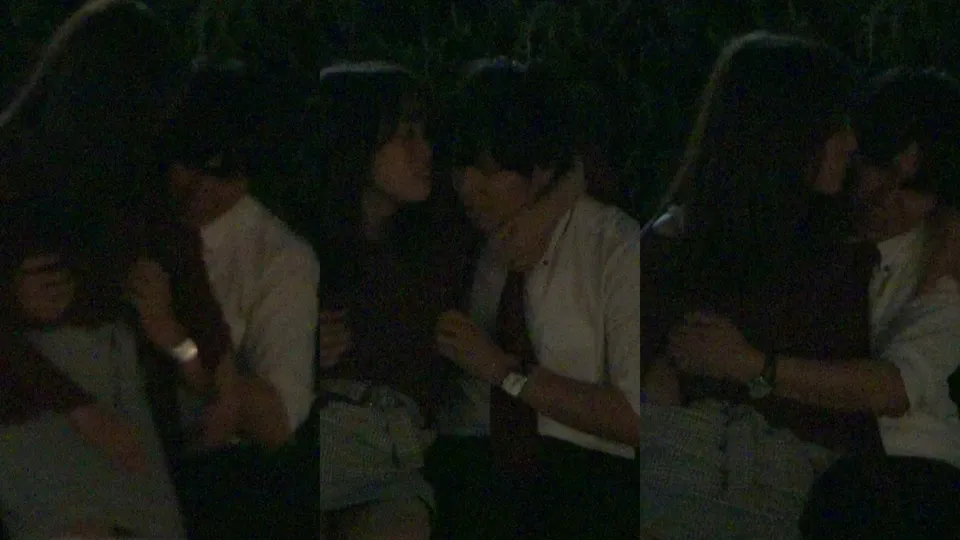 A close-up photo of a couple in a park  
