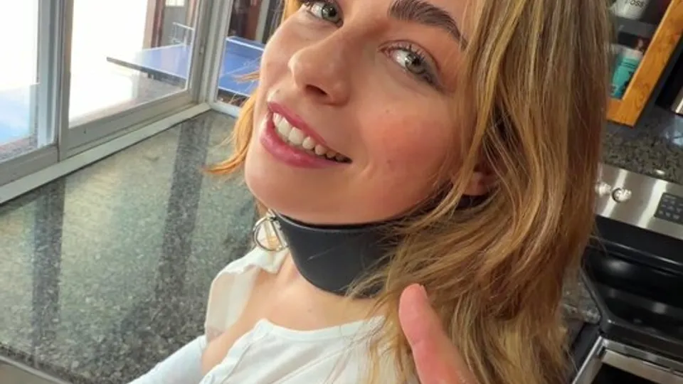 A girl with a collar fucks cool in homemade porn