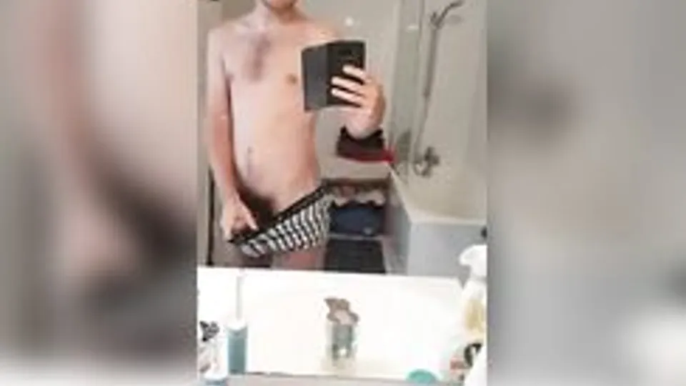 [ABX][4][463] - Curly teen experimenting with bathroom masturbation