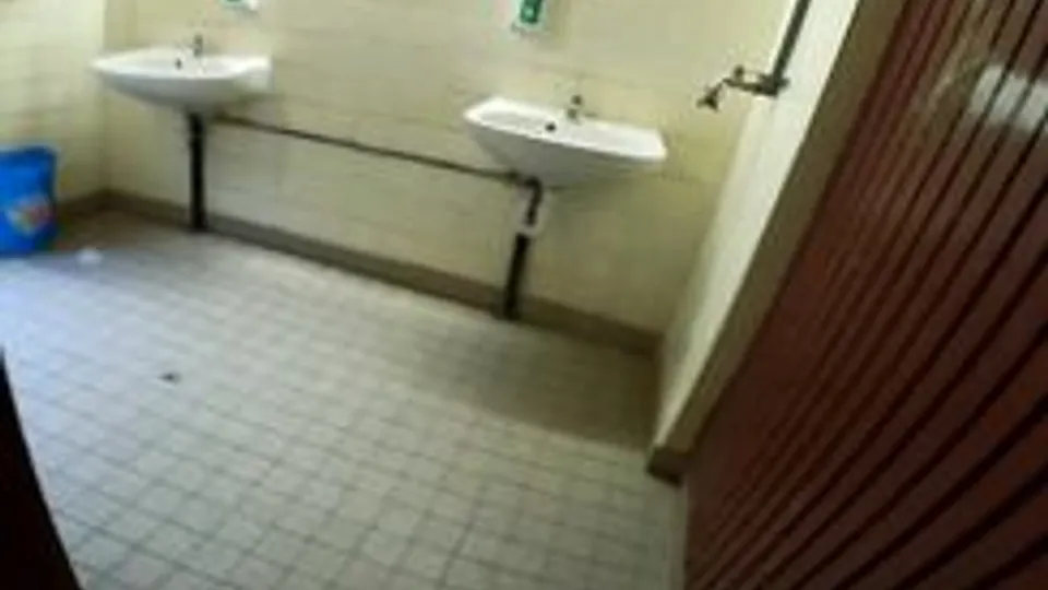 [ABX][4][719] - Risky jerking off in public woman bathroom
