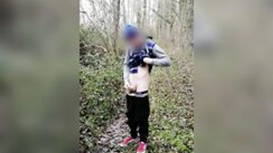 [ABX][4][884] - Boy jerking off and cumming on a forest trail