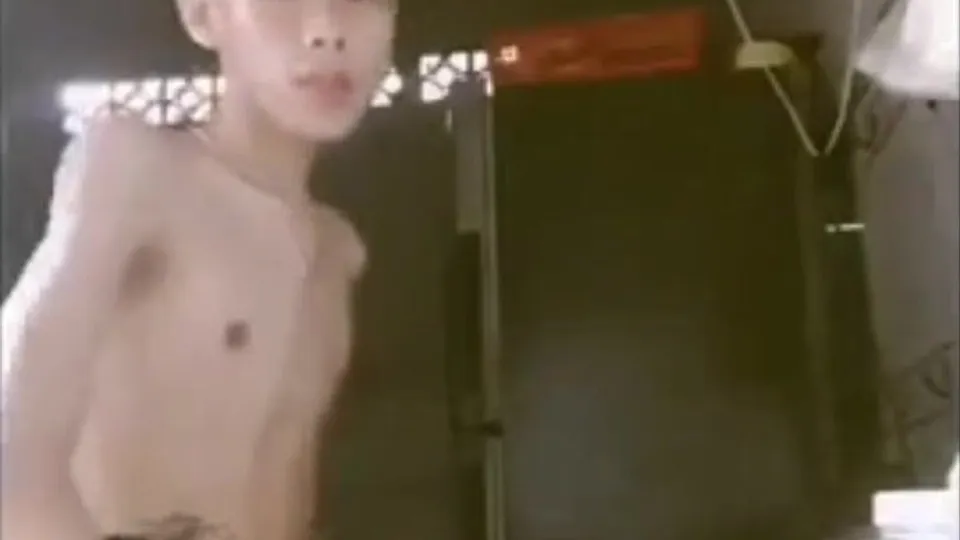 Asian Twink Strokes Long Cock to Orgasm