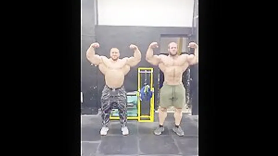 andrey smaev, vitaliy ugolnikov - russian bulls posing in the gym