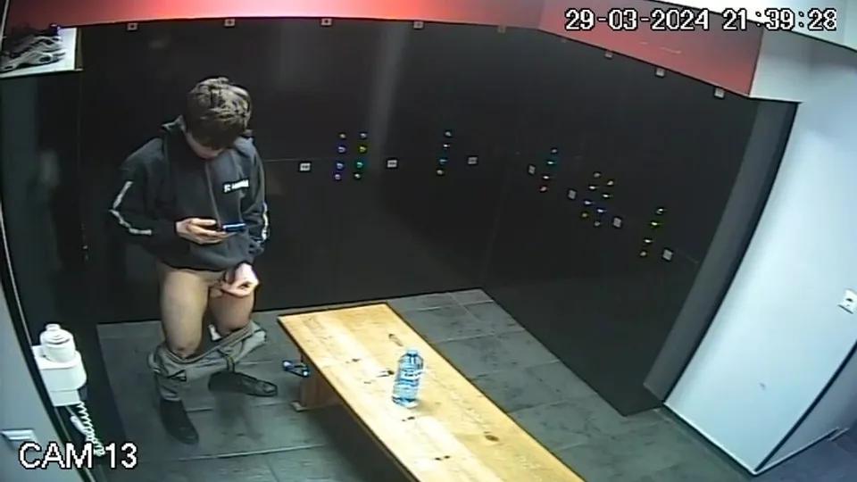 Another Greek Guy jerks off in the locker room on ipcam - ThisVid.com
