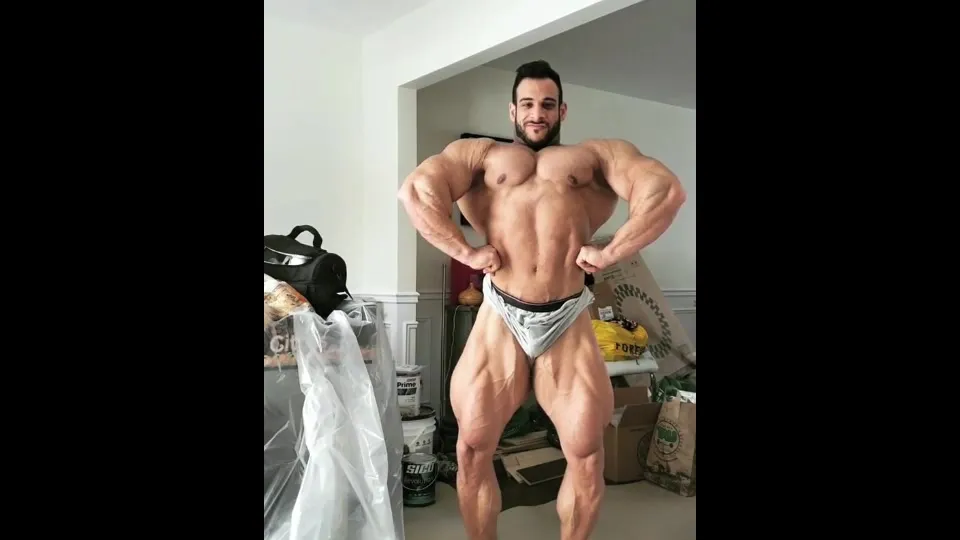 Arab Bodybuilder Displaying Massive Muscles