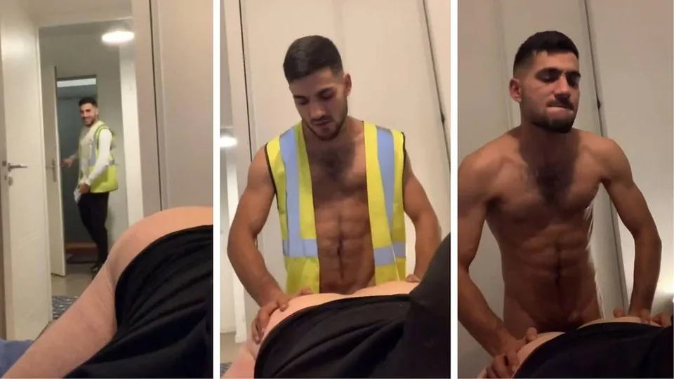 Arab Worker's testosterone level gets so high after work, breeds his bottom then cums again