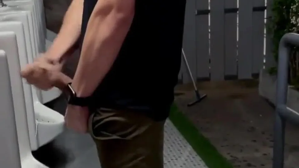 Asian Jerk Off in Urinal