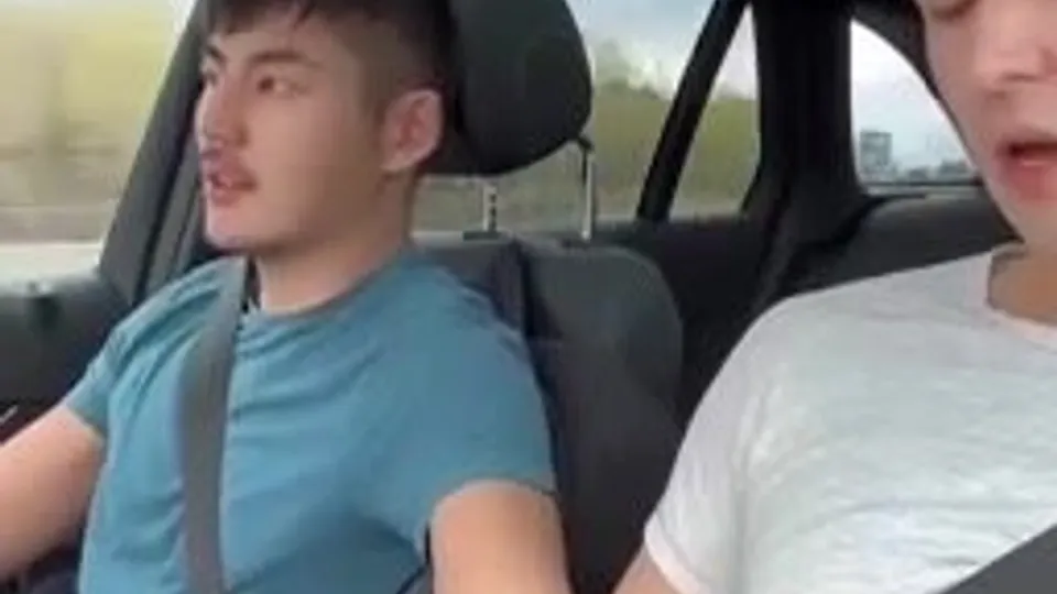 Asian jerking off buddy while driving - ThisVid.com