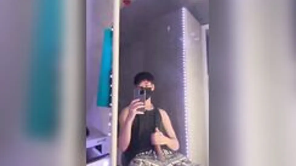 Asian Twink Flexing His Muscles and his big dick