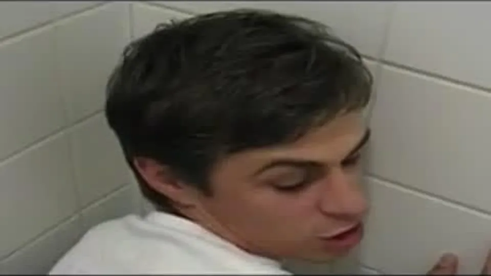 Ass fucking in a gas station public bathroom