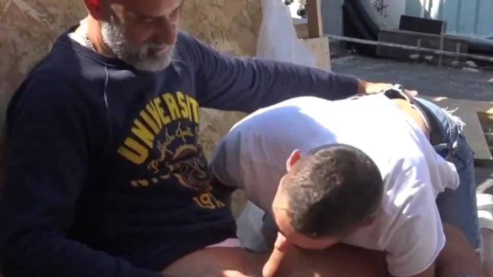 Bearded French daddy fucks a twink - ThisVid.com