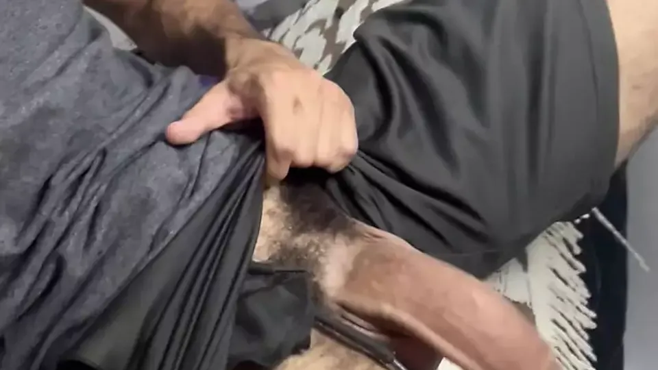 BEAUTIFUL AND HAIRY HUGE DICK IN BIKER PIZZA DELIVERY GUY'S UNDERWEAR SHORTS