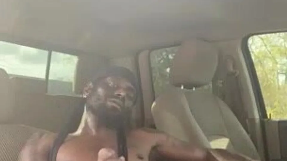 Beautiful black man stroking his big dick in the car - ThisVid.com
