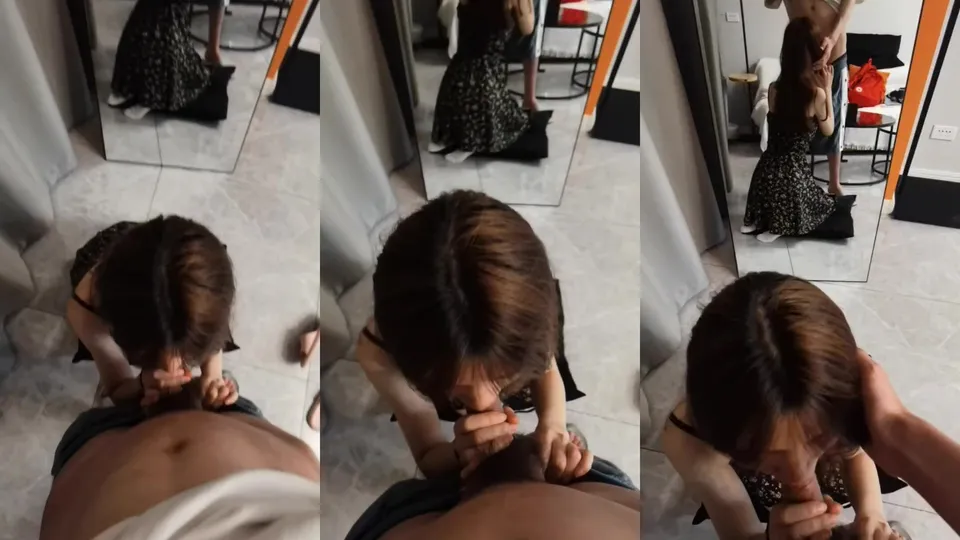 Beautiful girl eats cock with gusto  
