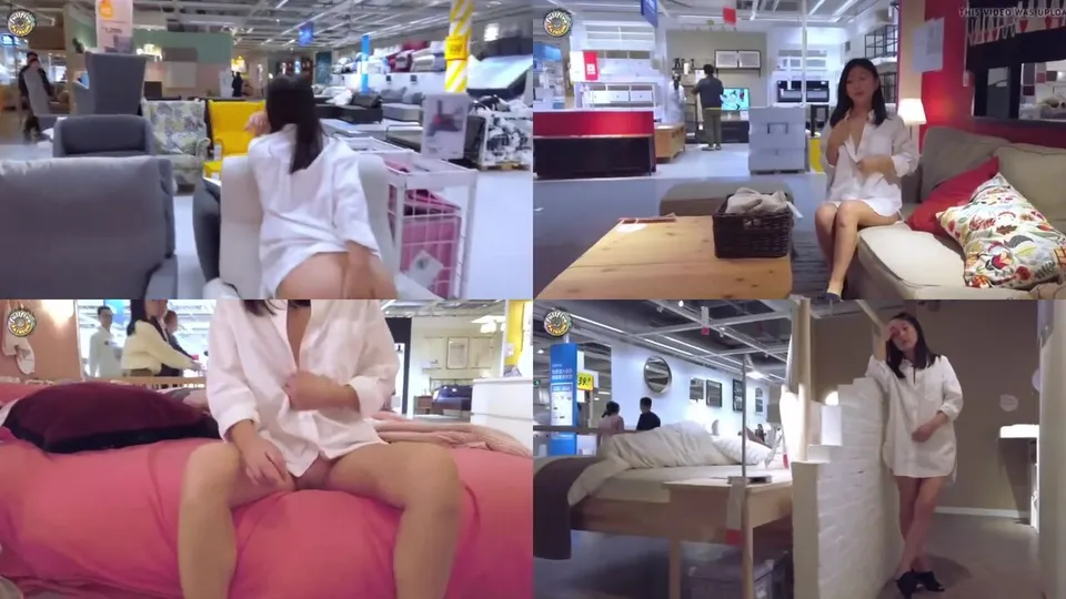 Beautiful girl masturbates and squirts in the mall 