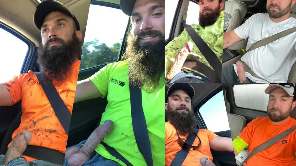 Beefy hairy tradie jerking off his cock and cumming