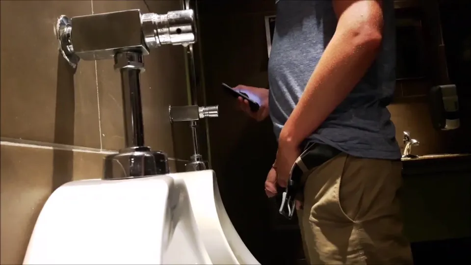 Big Cock Pissing at Urinal