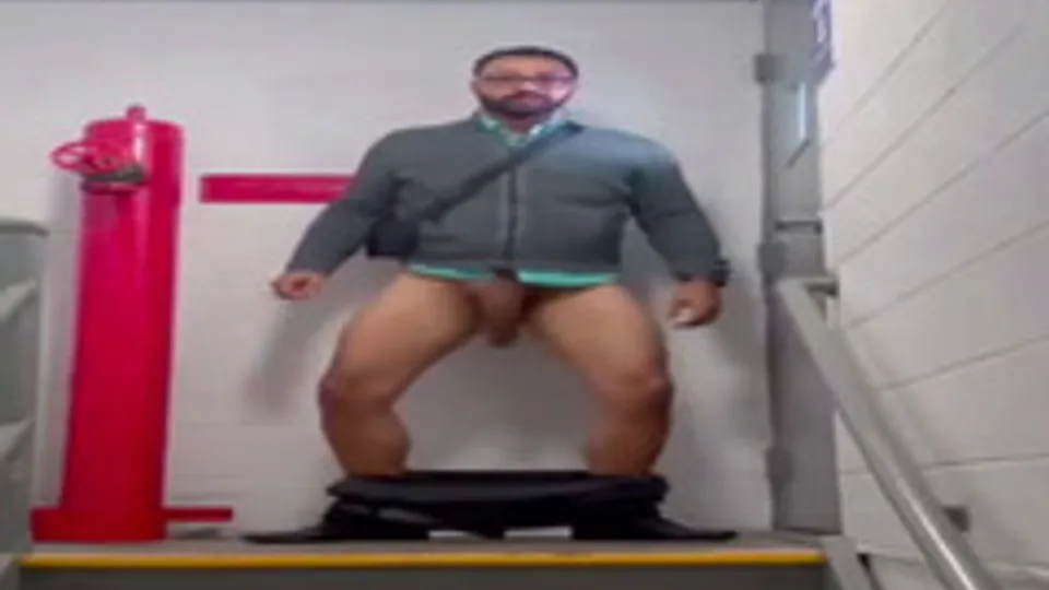 Big floppy monster cock flashing in stairwell - ThisVid.com