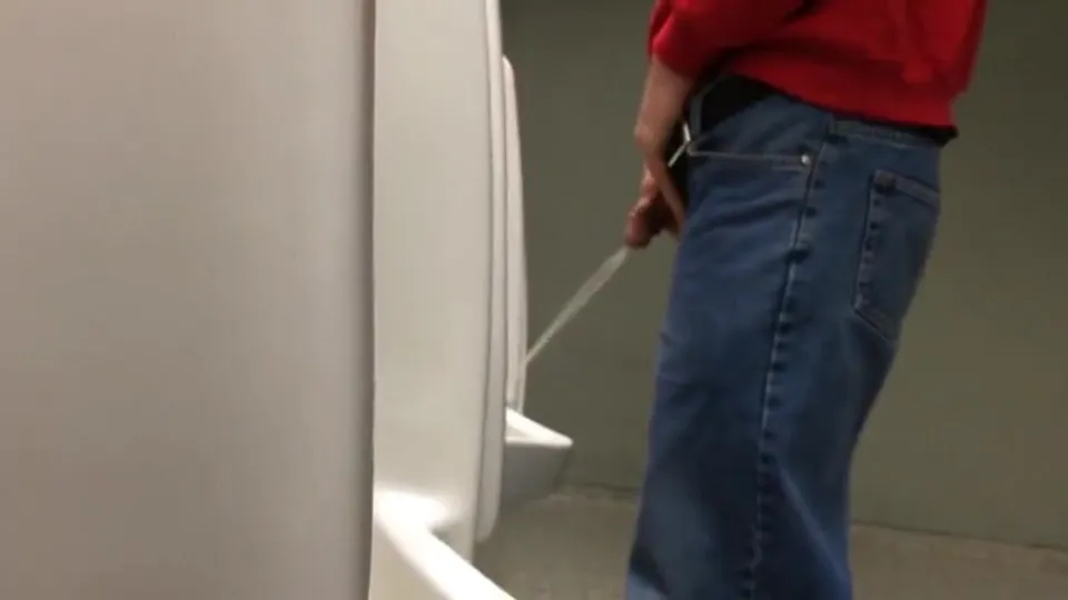 Biggish dick out pissing at urinal - ThisVid.com