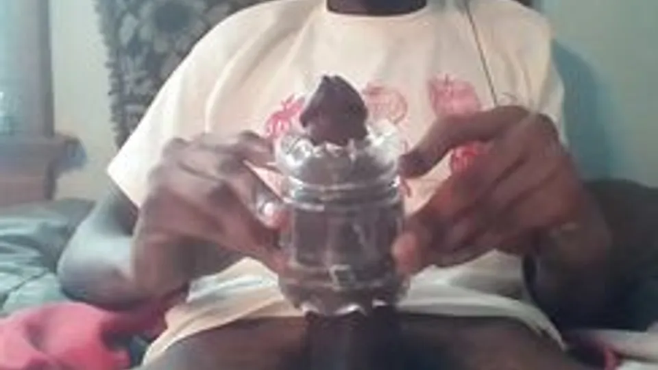 [Black cock] [257] Playing with clear fleshlight until a thick cumshot