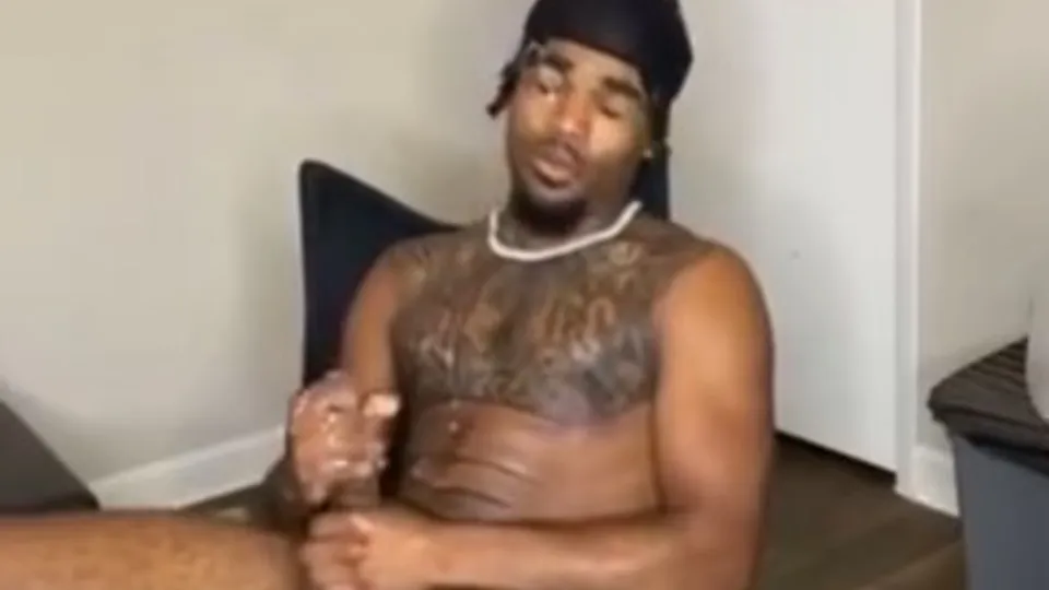 Black guy accidentally shoots cum on his face - ThisVid.com