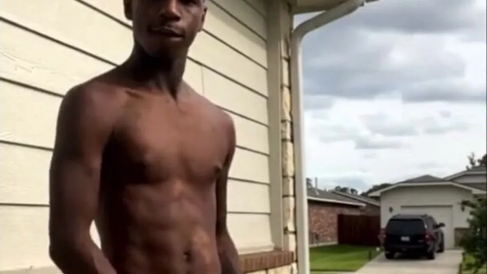 Black guy jacking off outside nice cumm