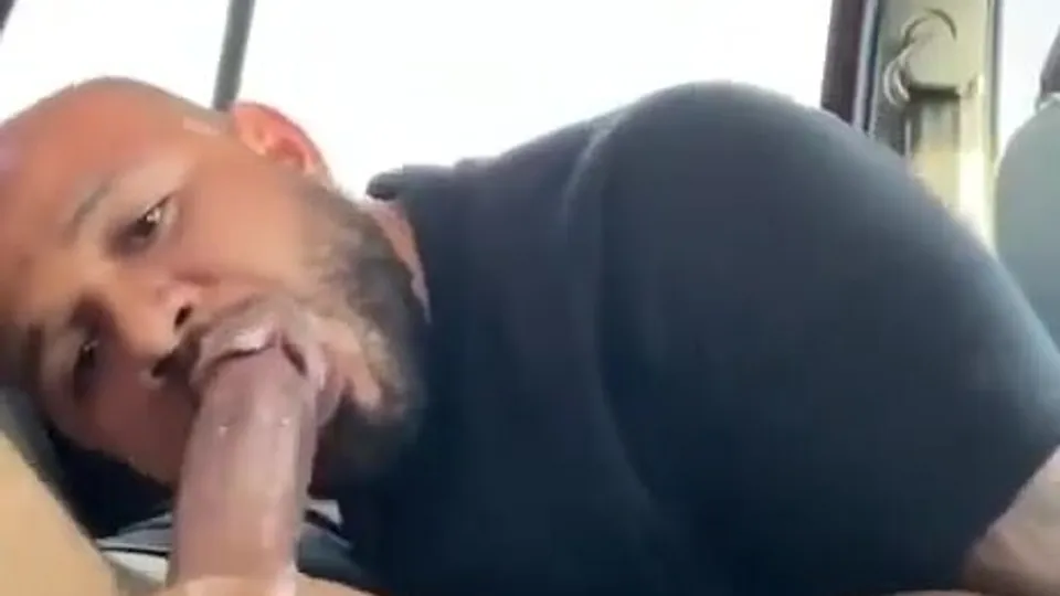 Black man sucks big thick cock in car with mouth full - ThisVid.com