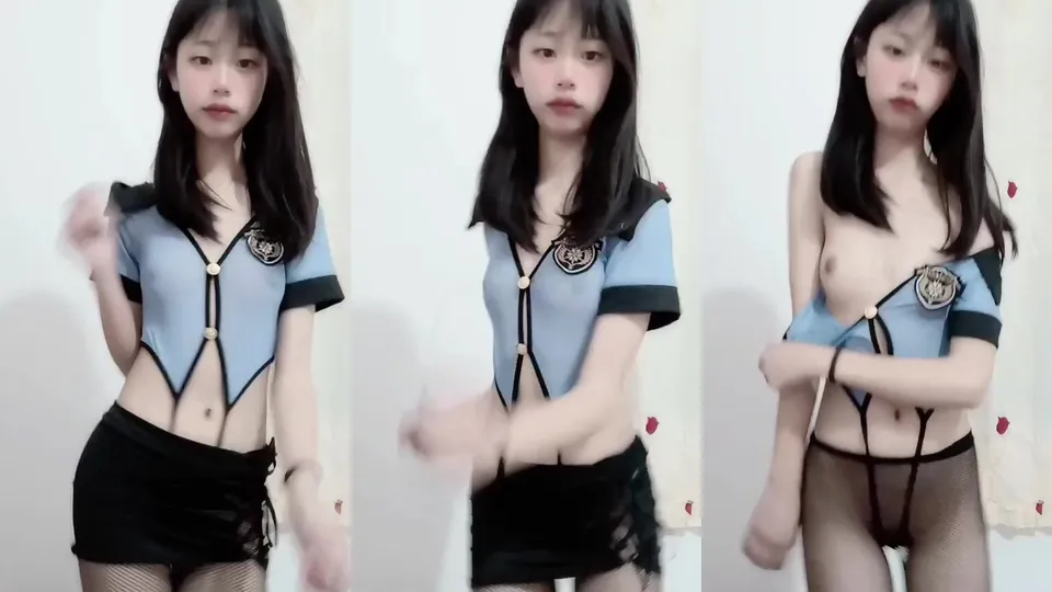 Black net girl twists waist and striptease 