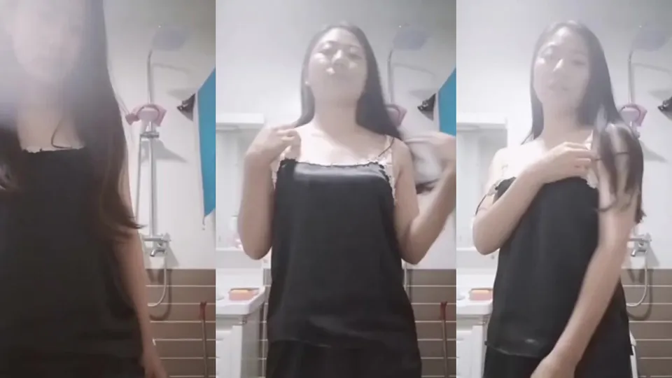 Black pajamas, white underwear, undressing 