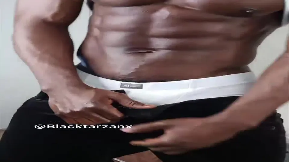 BlackTarzan Nude Leaks Gay Porn, A Droolworthy Six Pack Body, Six Pack Muscle Black Stud, Jerking Off, Big XXL BBC, Cumming (8).mp4