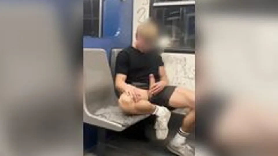 Blond Twink Jerks Off on Subway