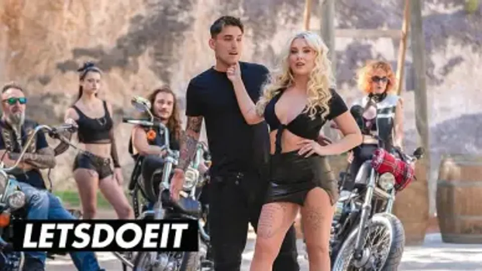Blonde Biker Slut & Latina MILF Emily Walters in Gangbang