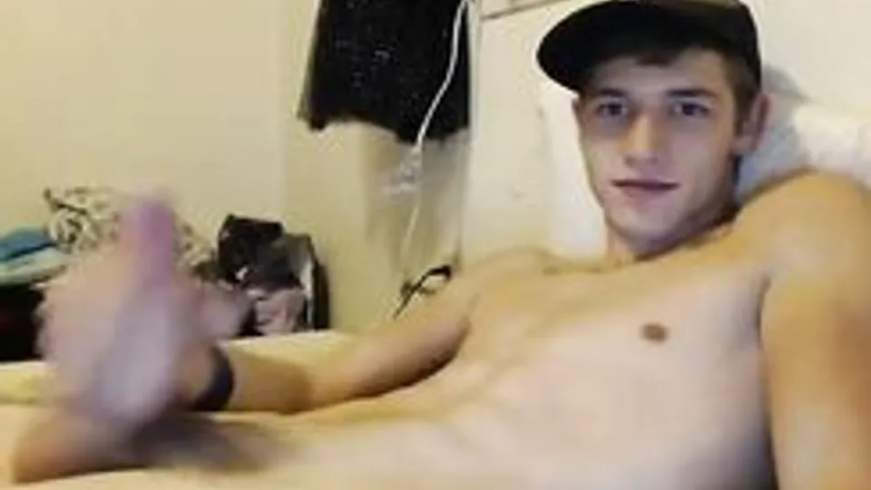 blonde cap nice smile wank in is bed