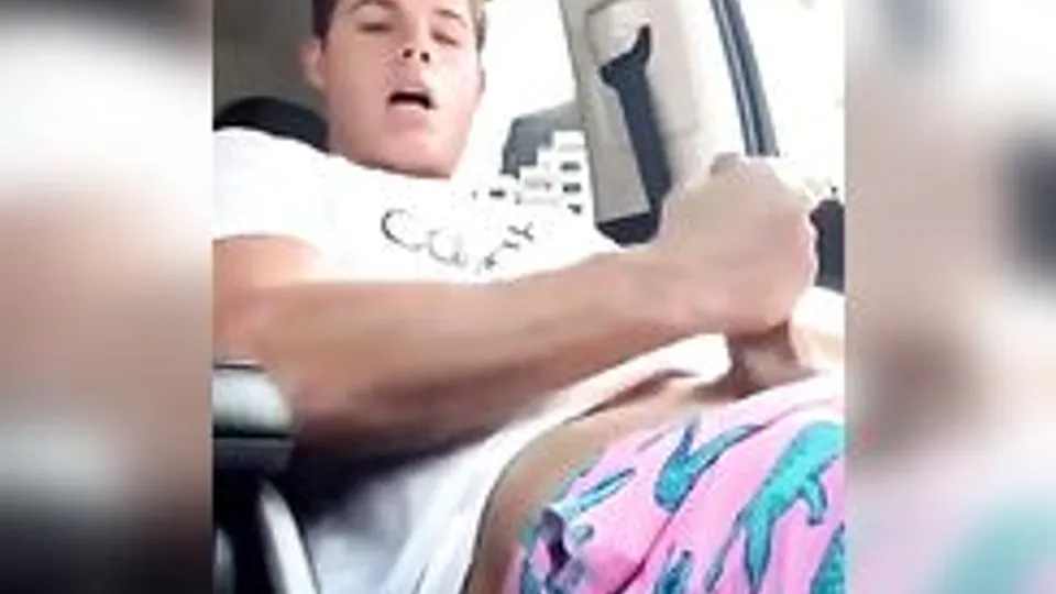Blonde Twink Jerking Off Car