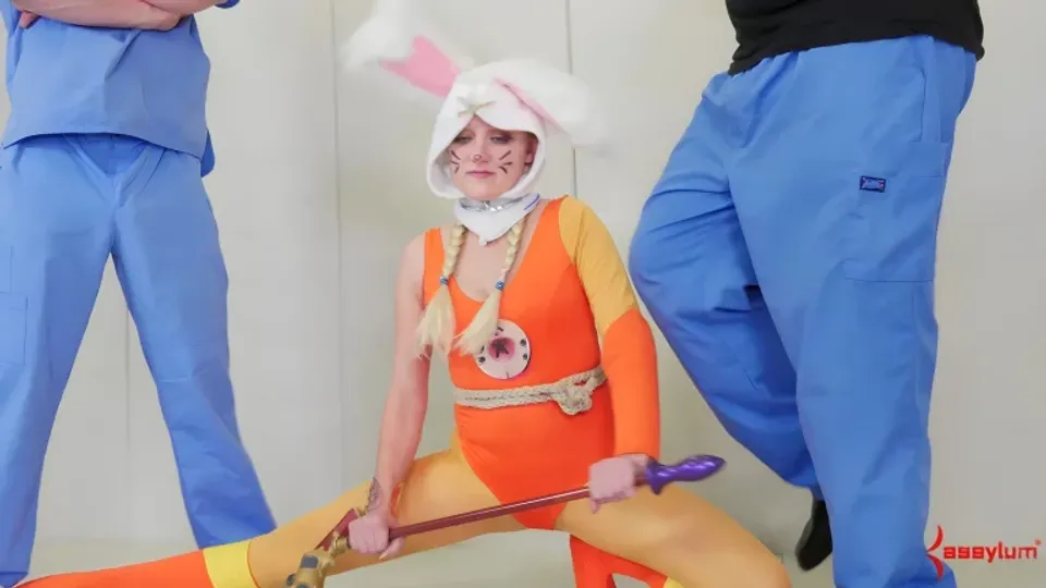 Blonde With Bunny Ears Gets Nailed And Gives Head At The Same Time 