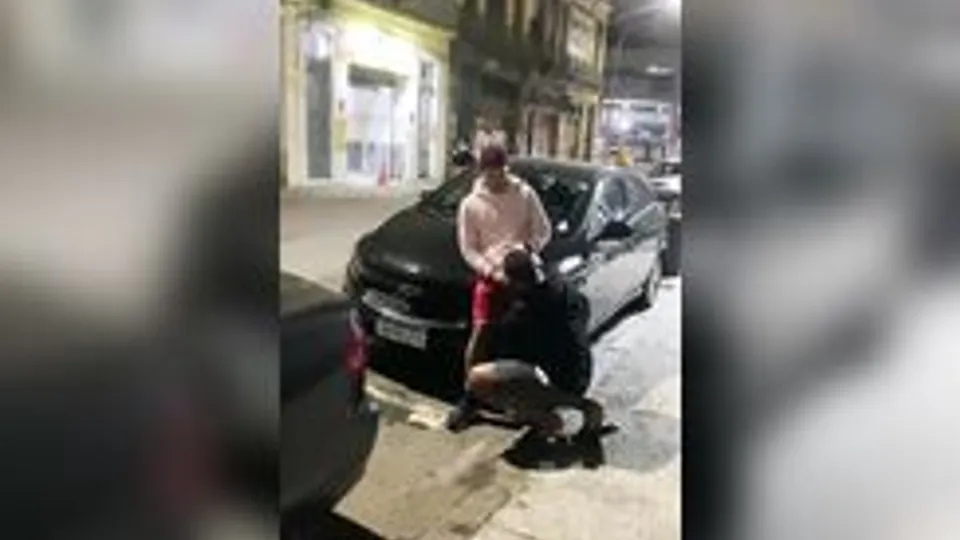 Blowjob on the street in public