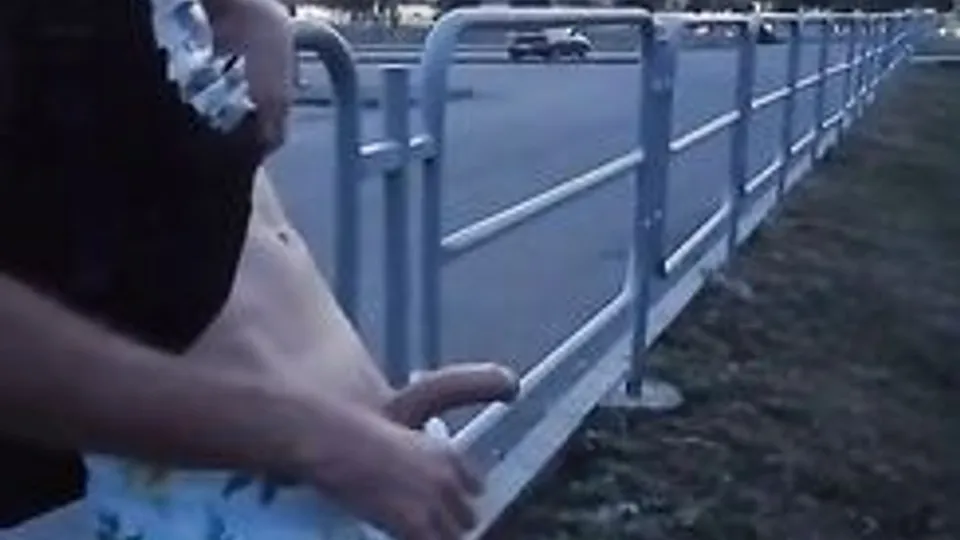 Boy in shorts wanking on the road porn