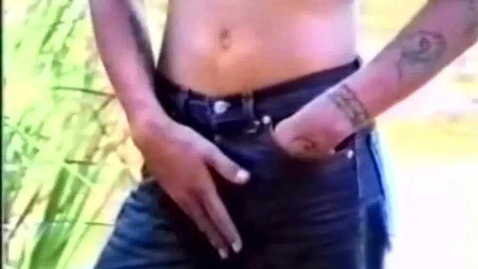 Boy masturbates in nature