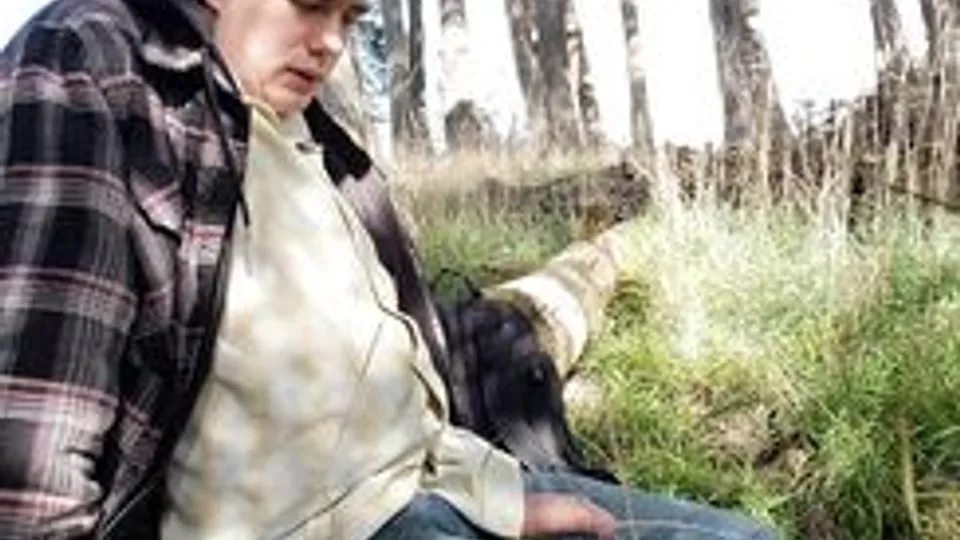 Boy stops jacking off to piss in the woods
