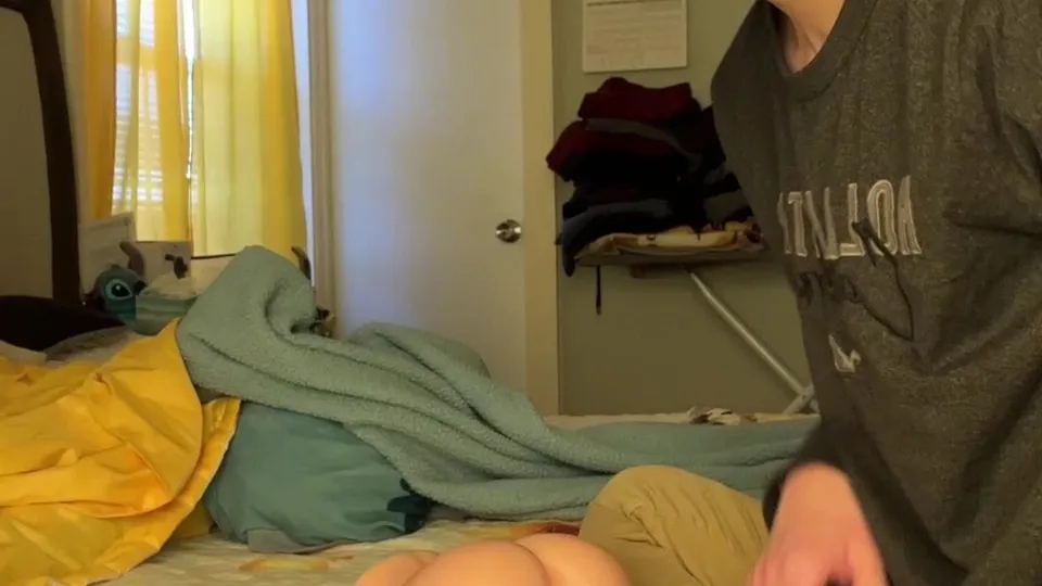 Boy with beautiful ass topping a toy