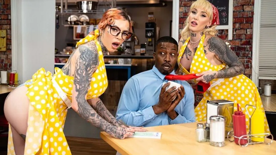 Brazzers - Isiah MaxwellKitty QuinnChantal Danielle - Cock N Roll Diner Disaster 