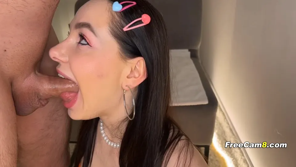 Brunette Beauty Deepthroats Massive Cock