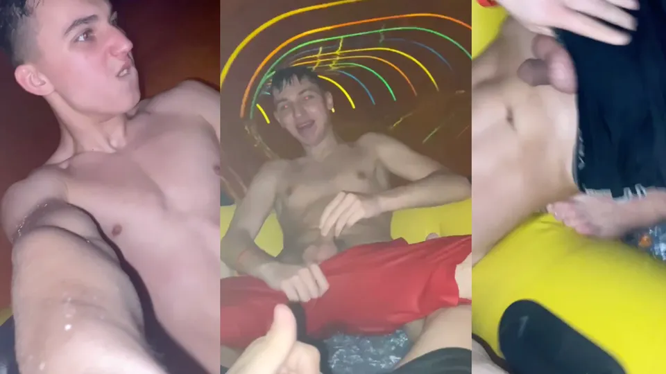Buddies w/their cocks out going down the water slide - ThisVid.com