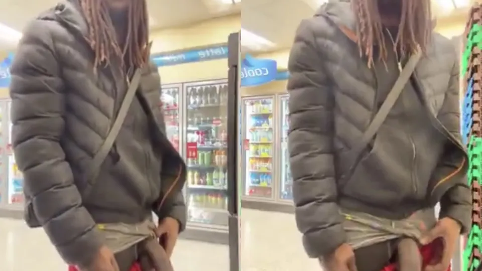 Bull pulls out BBC in the store - ThisVid.com