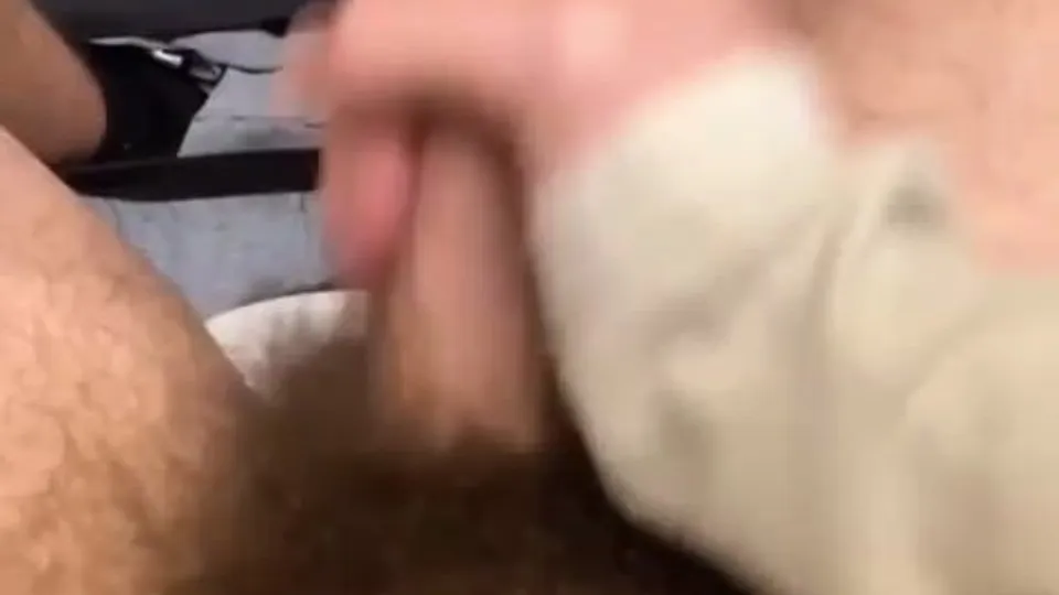 Hairy Twink Masturbates in College Restroom