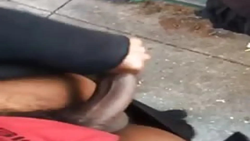 Caught a homeless stroking his cock in a public place
