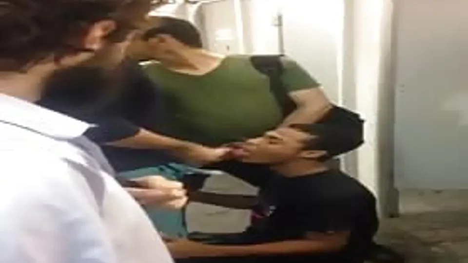 Caught gay guy sucking straight cocks in public restroom