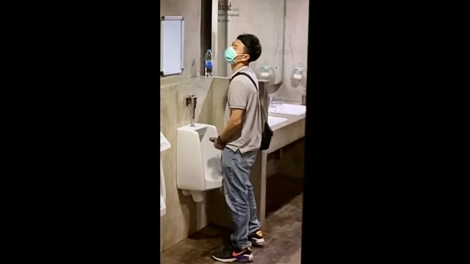 Caught On Cam 04 - Urinal Jerk Off - ThisVid.com